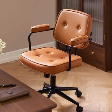 Custom PU Leather Task Office Chairs Adjustable Arms