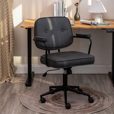 Custom PU Leather Task Office Chairs Adjustable Arms