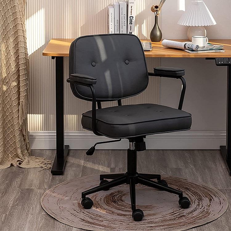 Custom PU Leather Task Office Chairs Adjustable Arms