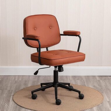 Custom PU Leather Task Office Chairs Adjustable Arms