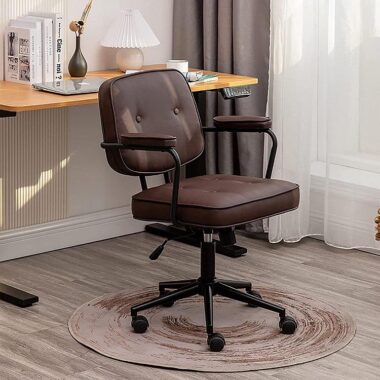 Custom PU Leather Task Office Chairs Adjustable Arms